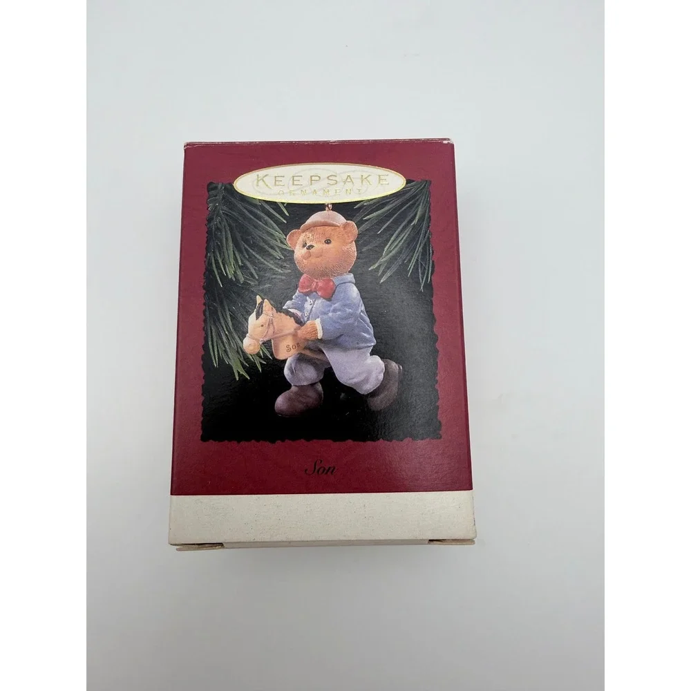Hallmark Keepsake Ornament Son‎ Handcrafted Teddy Bear Rocking Horse 1996